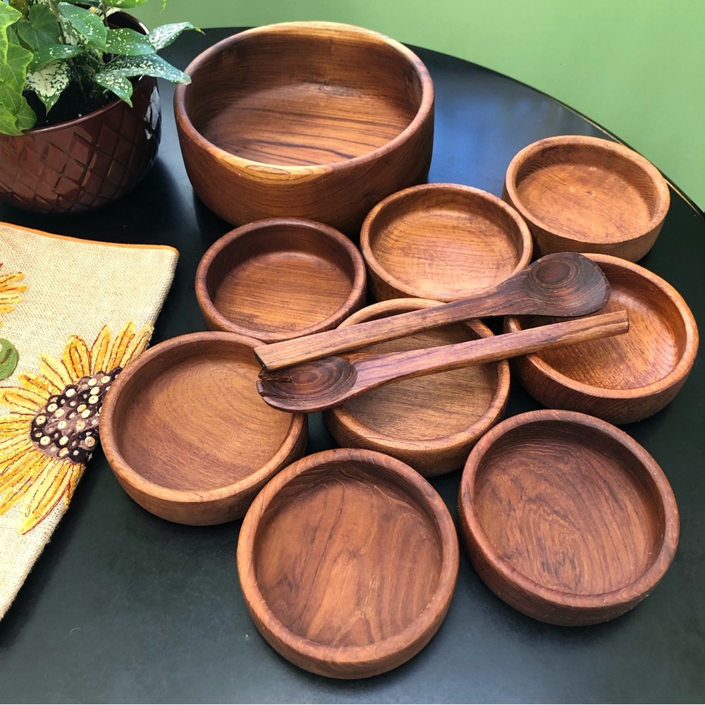 WOODEN Teak Salad Bowl Set